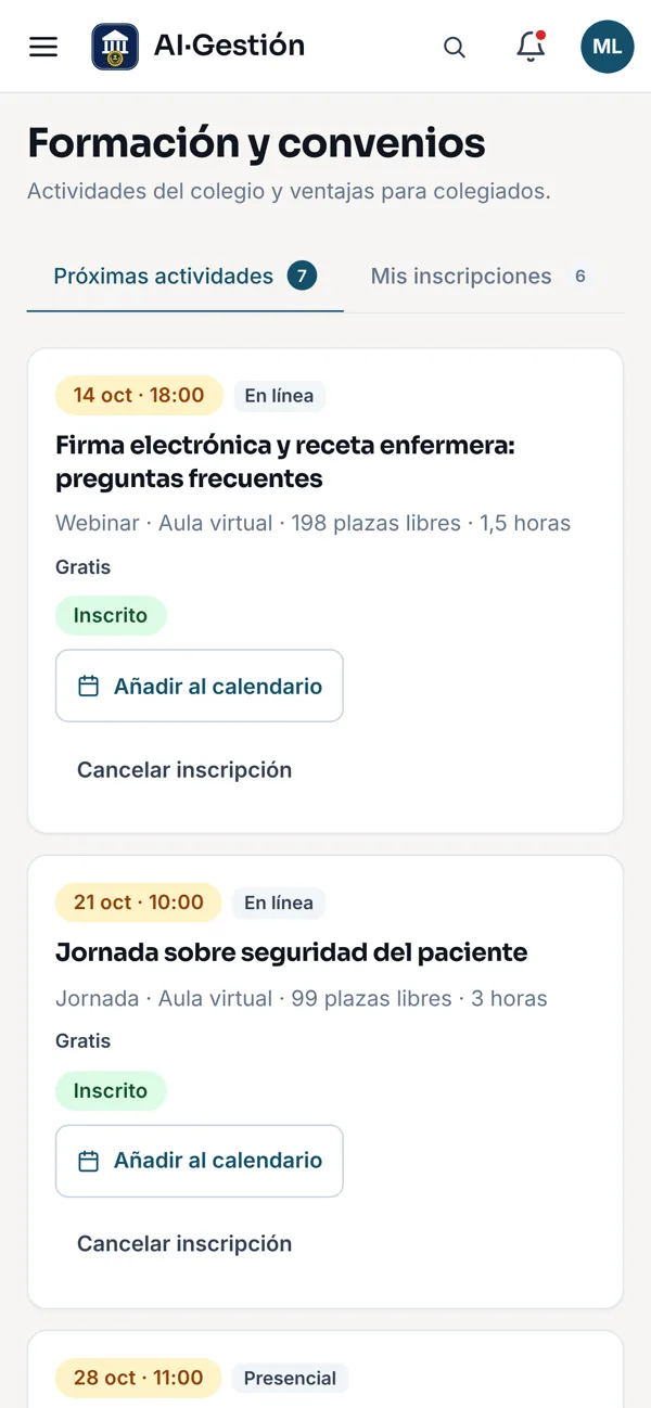 Formación y convenios